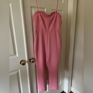 NWT BCBGeneration Watermelon Ruffled Strapless Jumpsuit